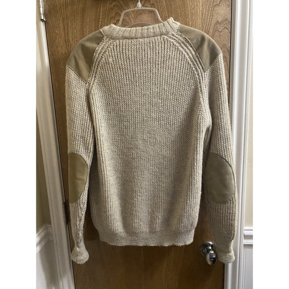 Vintage James Pringle Pure British Wool Sweater Suede Elbow & Shoulder Patch L - Picture 2 of 14
